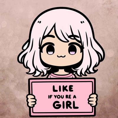 a cute girl holding a sign that says like if you’re a girl