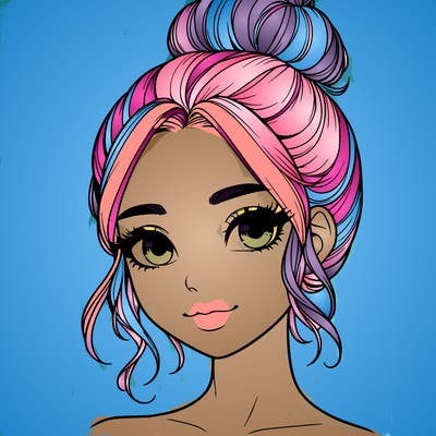 realistic pretty girl with hair in bun