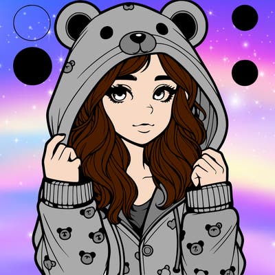 realistic girl in a animal pjs hoodie