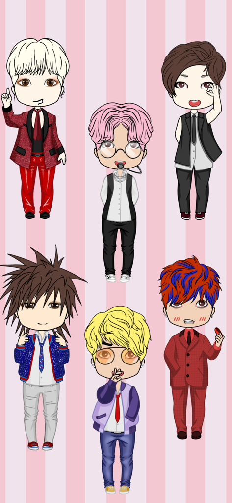 Chibi Boy – Avatar Creator - Display of six unique chibi boy characters in various anime and kpop styles
