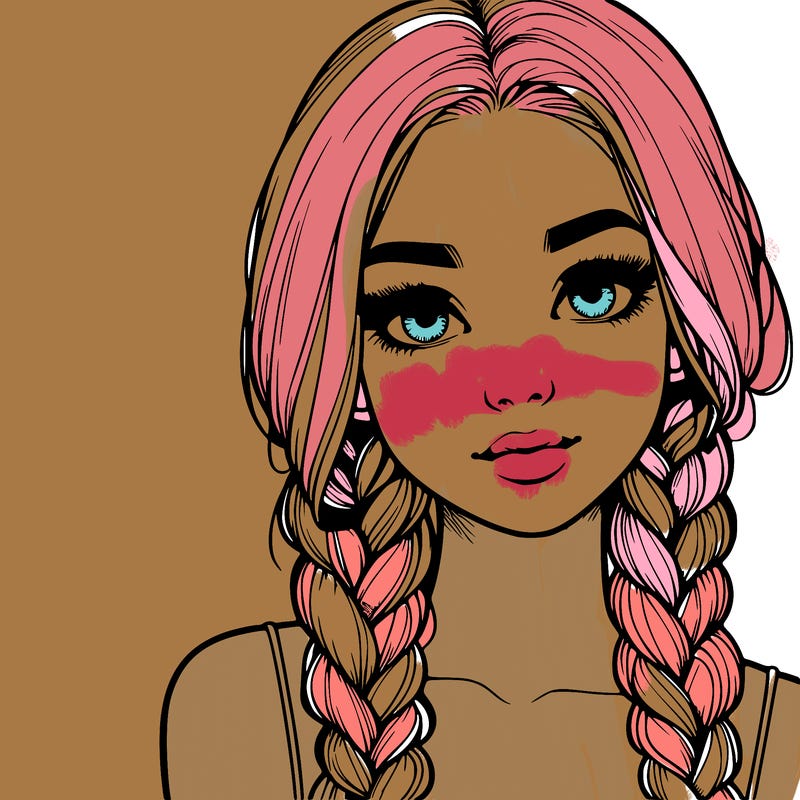 realistic girl with braids