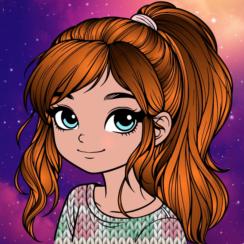 realistic girl with ponytail