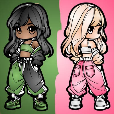 girl in crop top and baggy pants