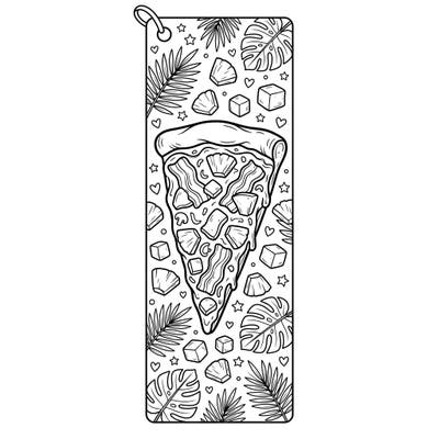 Savor the flavor and fun with this unique Hawaiian Pizza bookmark coloring page. Perfect for marking your place in your favorite book, this design combines delicious food with tropical vibes.