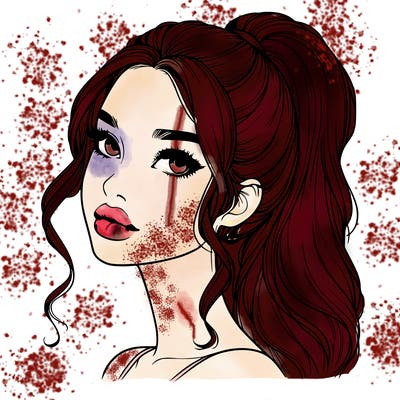 realistic girl with a ponytail on her hair and lips