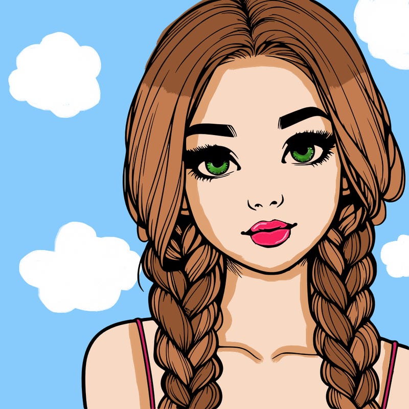 realistic girl with braids