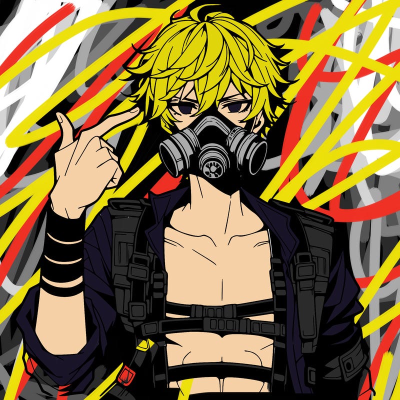 hot anime boy wearing gas mask