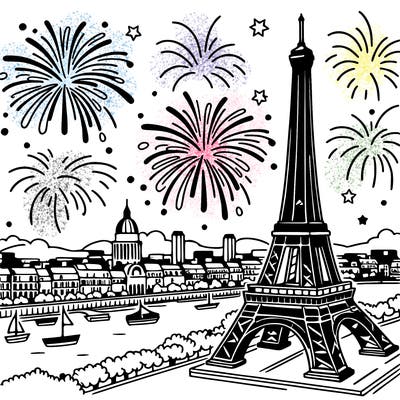 tour eiffel with fireworks