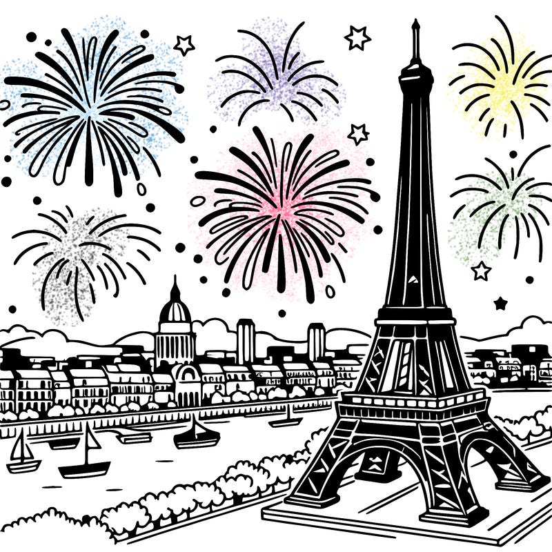 tour eiffel with fireworks