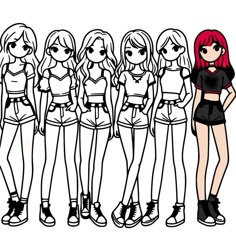 a group of girls wearing crop tops and shorts