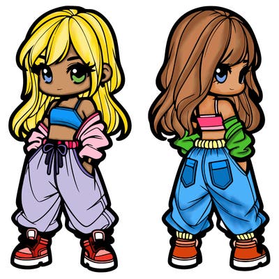 girl in crop top and baggy pants