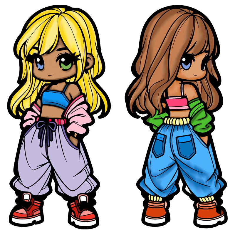 girl in crop top and baggy pants