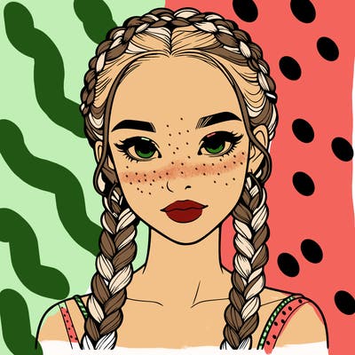 realistic girl with braids