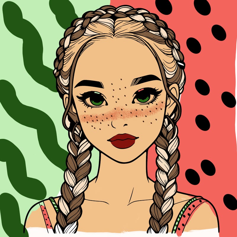 realistic girl with braids