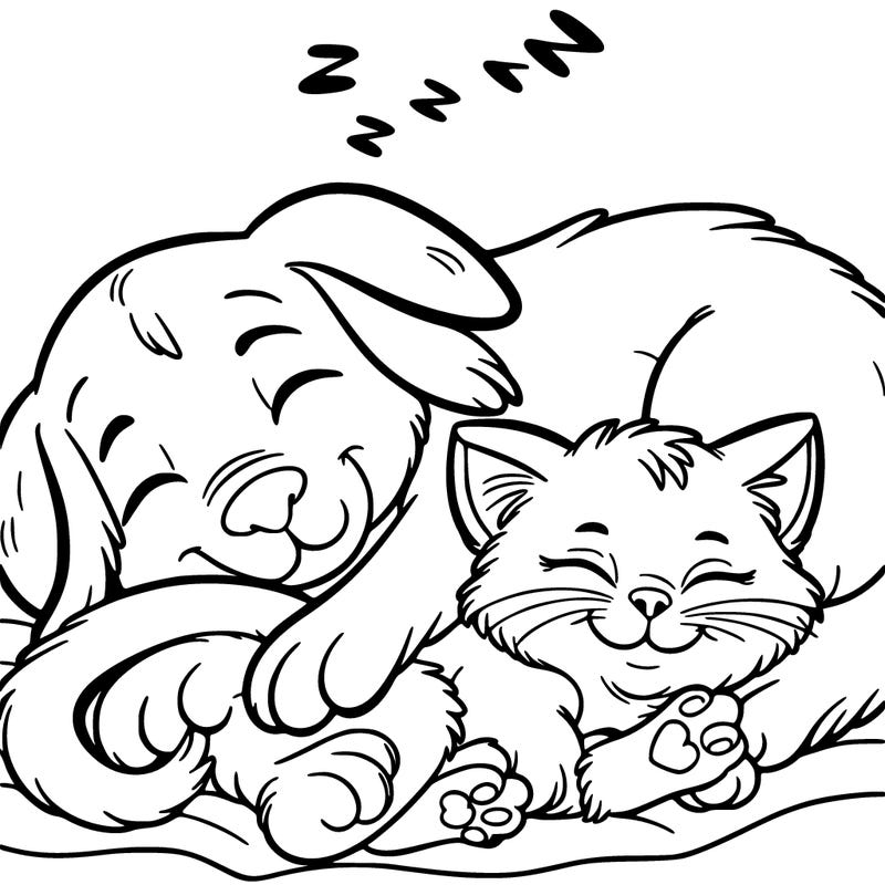 cat and dog sleeping together