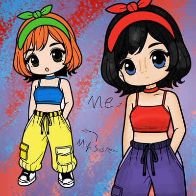 cute girl in a crop top and baggy  pants