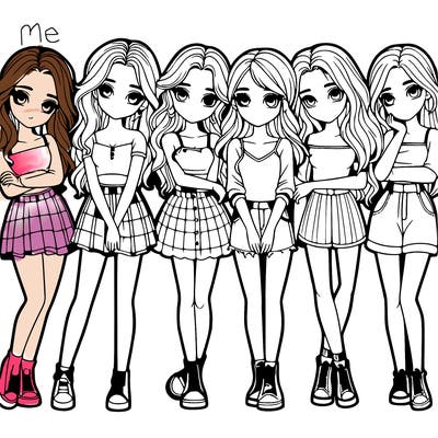 a group of girls realistic