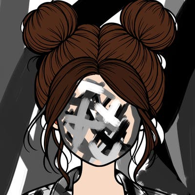 realistic girl with buns on the top of her hair