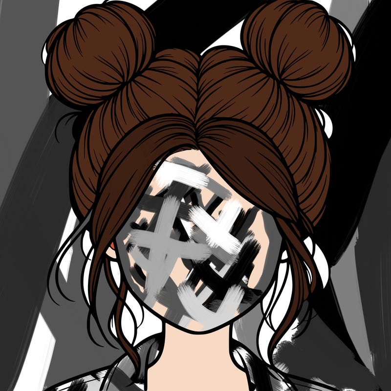 realistic girl with buns on the top of her hair