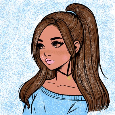 realistic girl with a high ponytail
