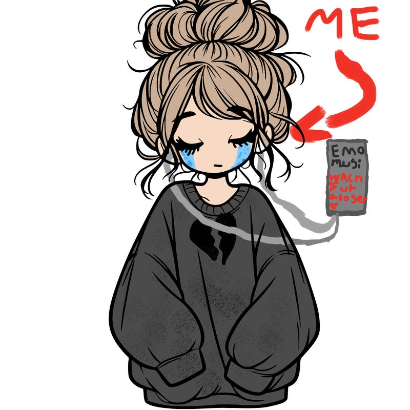 girl with baggy sweatshirt and messy bun