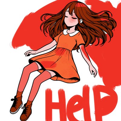 realistic girl floating