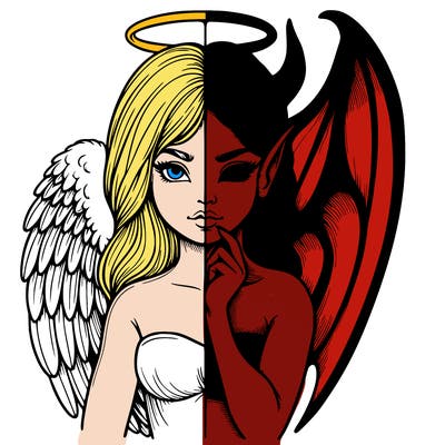 realistic angel half demon