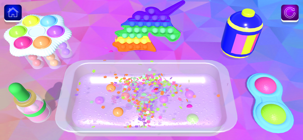 Fidget Slime Kit! Sensory Play - Virtual sensory play with rainbow pop-it toys and purple glittery slime