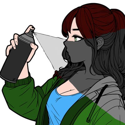 a realistic girl spray, painting