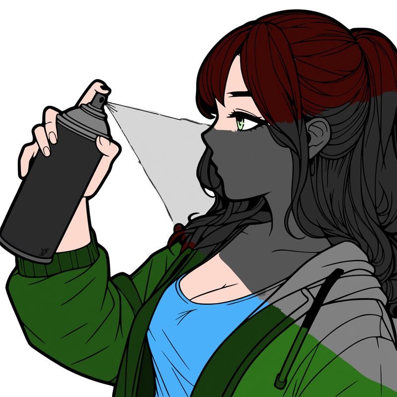 a realistic girl spray, painting