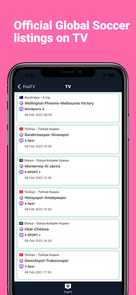 Super IPTV - Live Soccer TV - Global soccer match listings and broadcast channels on a mobile TV guide