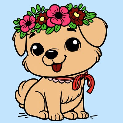 dog with flower crown