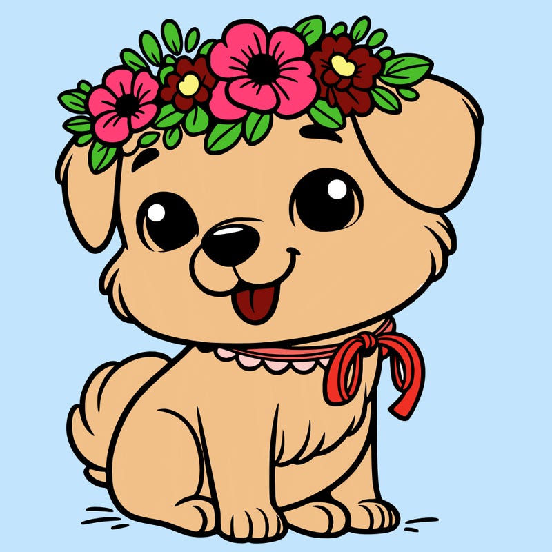 dog with flower crown