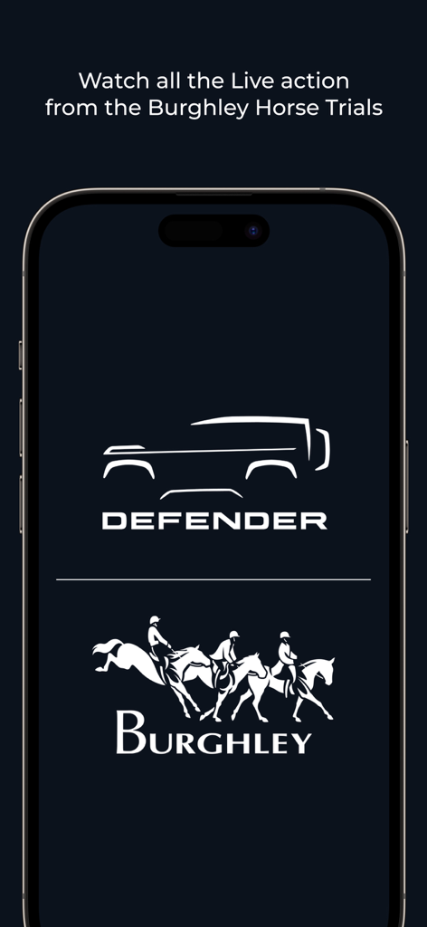 Burghley TV - Burghley TV mobile app intro screen featuring live equestrian horse trials action and event branding