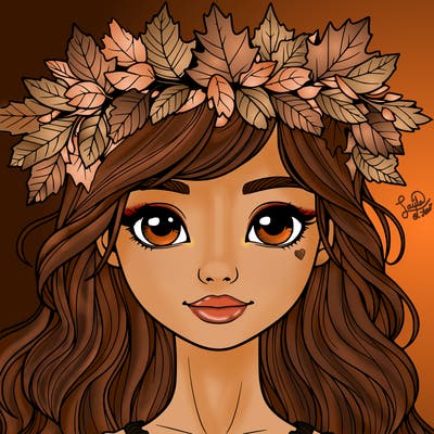 realistic girl with fall leaf crown