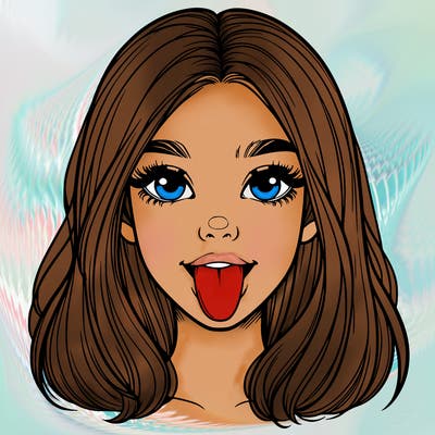 realistic girl with her tongue out