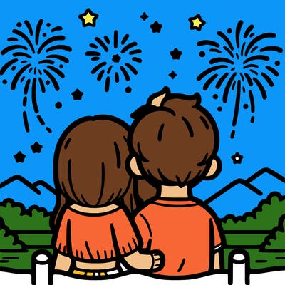 couple watching fireworks