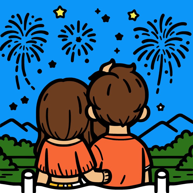 couple watching fireworks