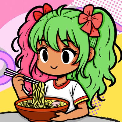 a girl eating ramen