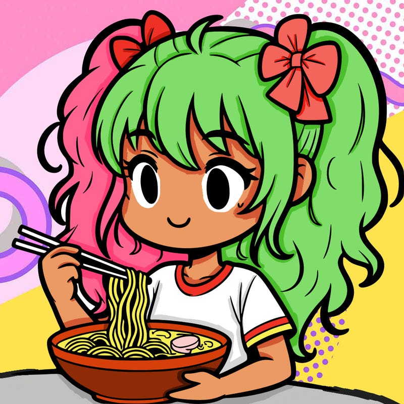 a girl eating ramen