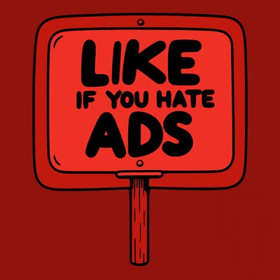 a sign that says like if you hate ads