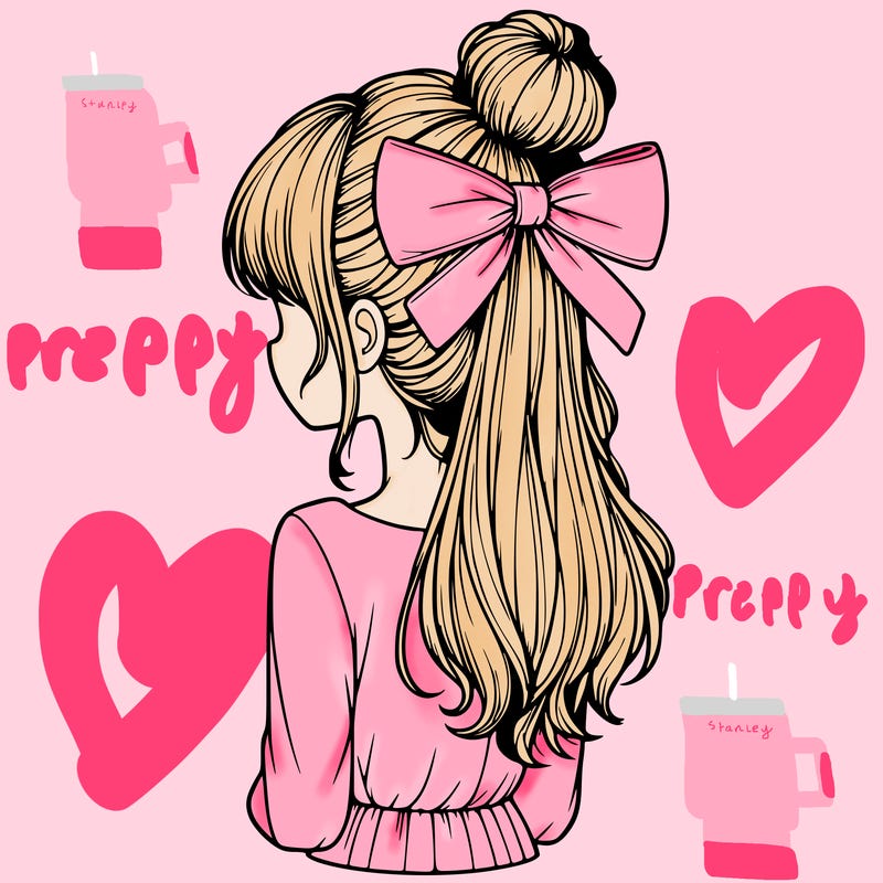 realistic girl  with hip length hair a bun and a big bow on the back of head