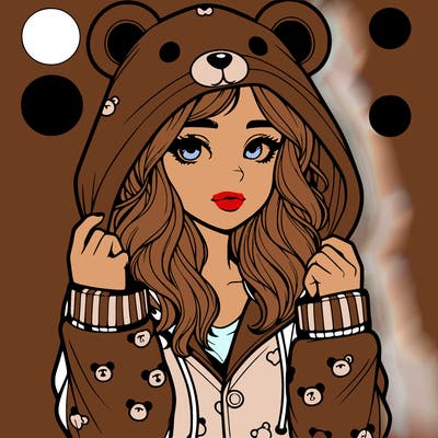 realistic girl in a animal pjs hoodie