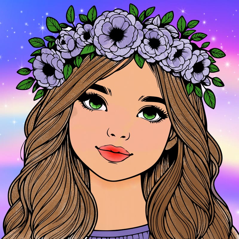 realistic girl with flower crown