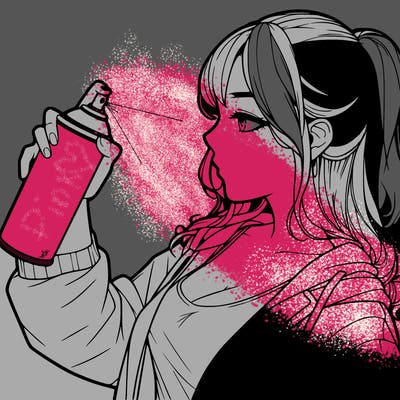a realistic girl spray, painting
