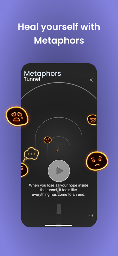 Self Therapy: ADHD Cbt i Coach - セルフセラピーアプリ内の「トンネル」というタイトルのメンタルヘルス比喩アニメーション。