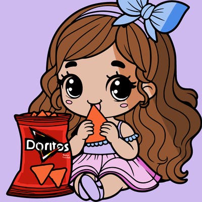 a little girl eating doritos