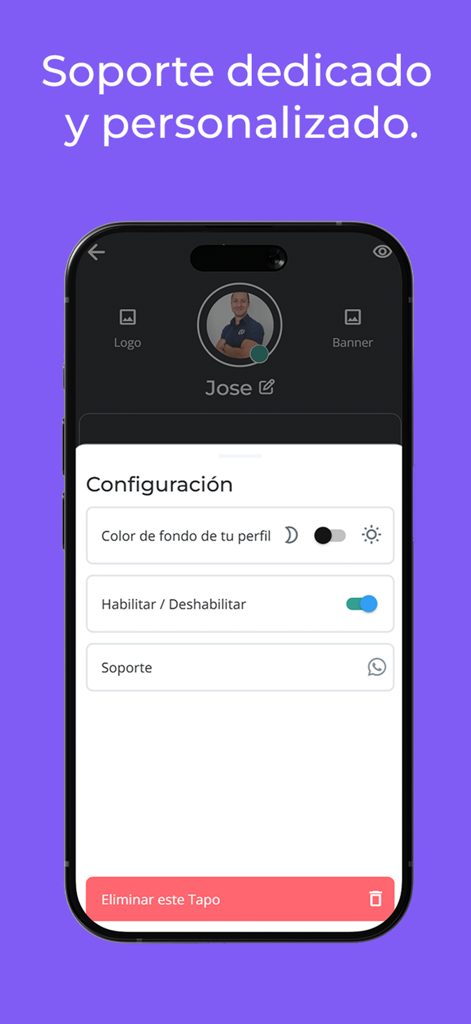 Tapo - Tapo 앱 프로필 구성 메뉴에서 모양 및 전용 고객 지원 설정 표시