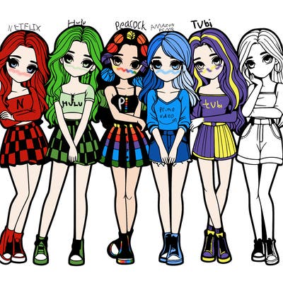 a group of girls realistic