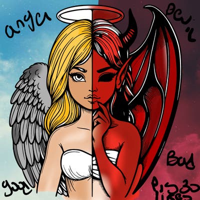 realistic angel half demon